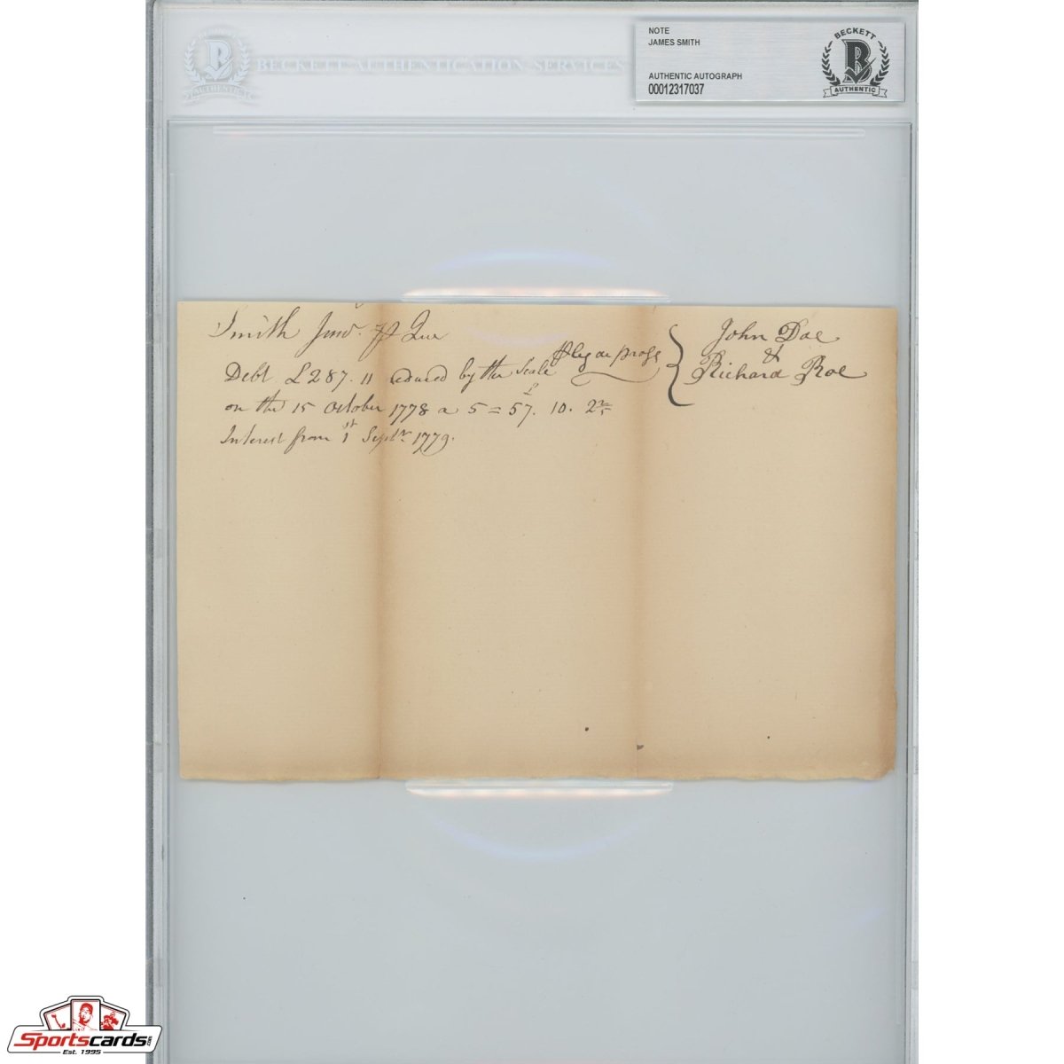 James Smith Signed Document Founding Father Declaration of Independence Signer