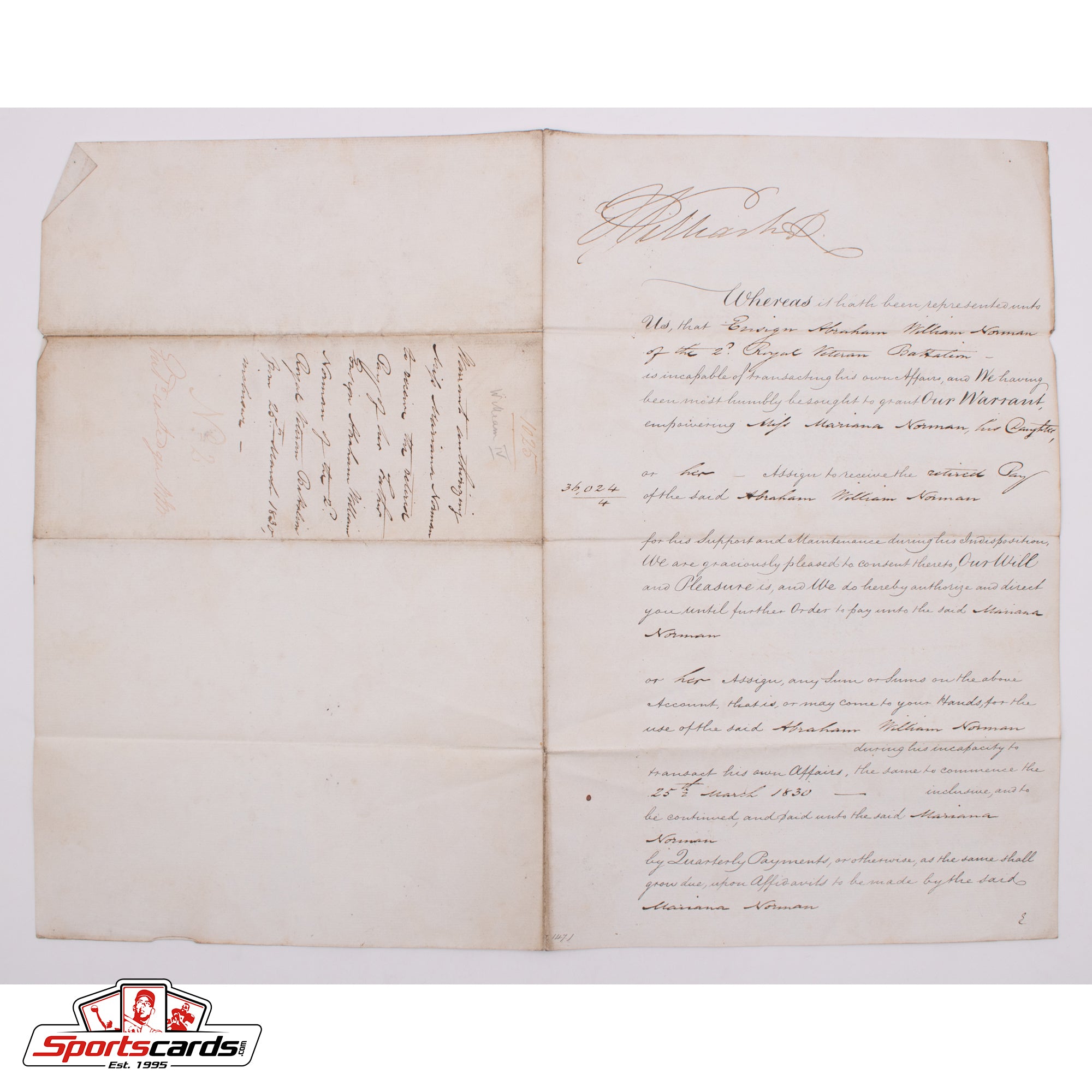 British King William IV Signed 1830 Official Document JSA