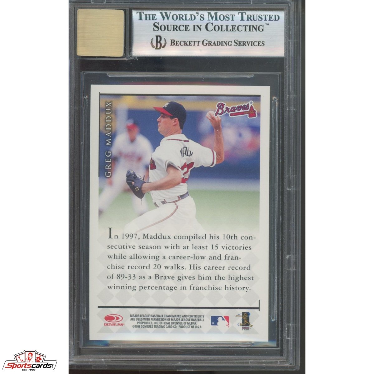 1998 Donruss Signature Previews Gold Greg Maddux Auto #21 BGS 9 w/ 10 Auto