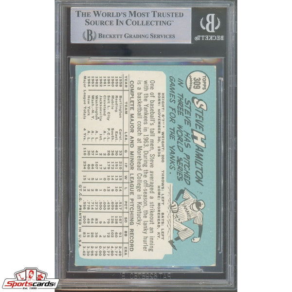 1965 Topps #309 Steve Hamilton Signed Auto Beckett BAS Yankees ...