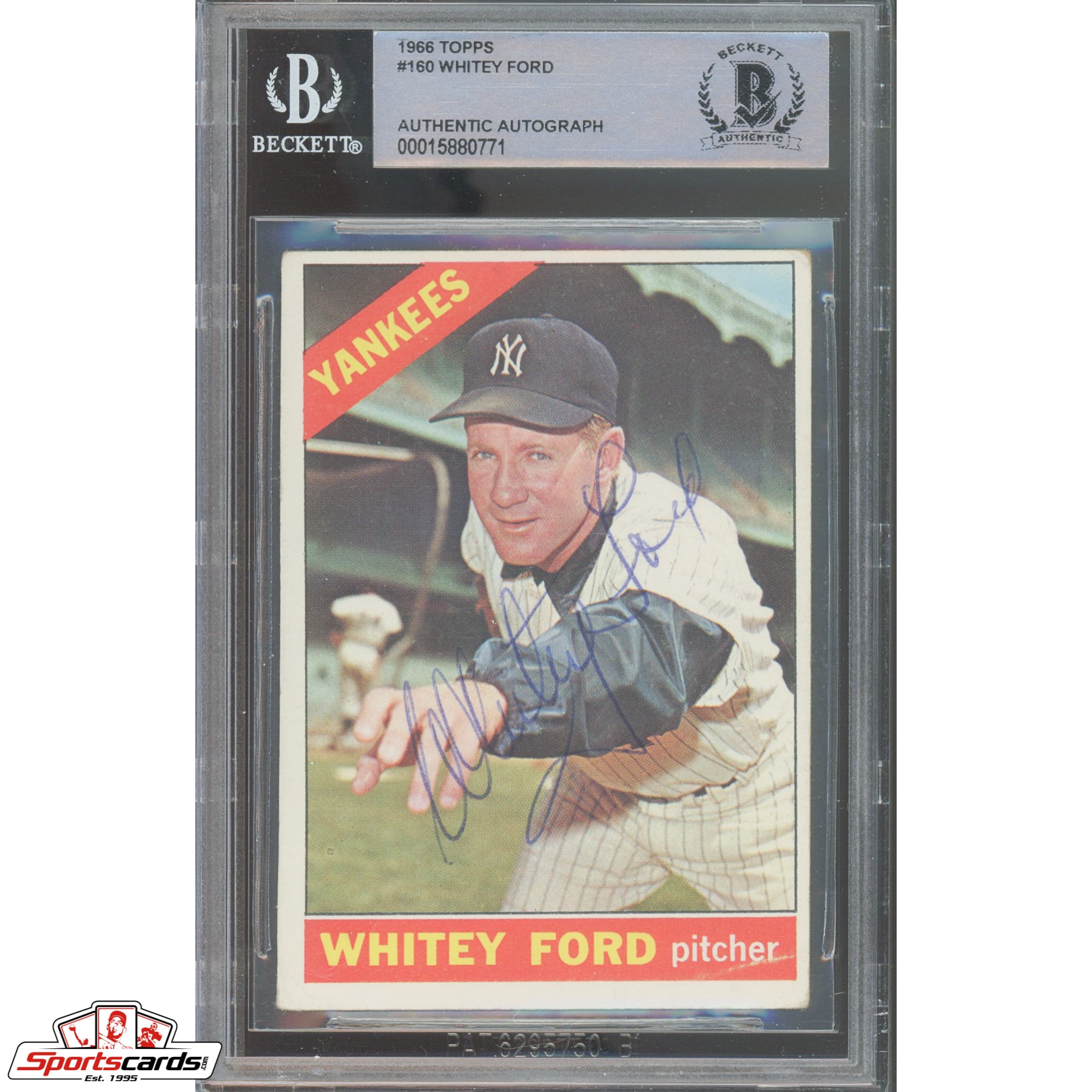 1966 Topps #160 Whitey Ford Signed Auto Beckett BAS Yankees