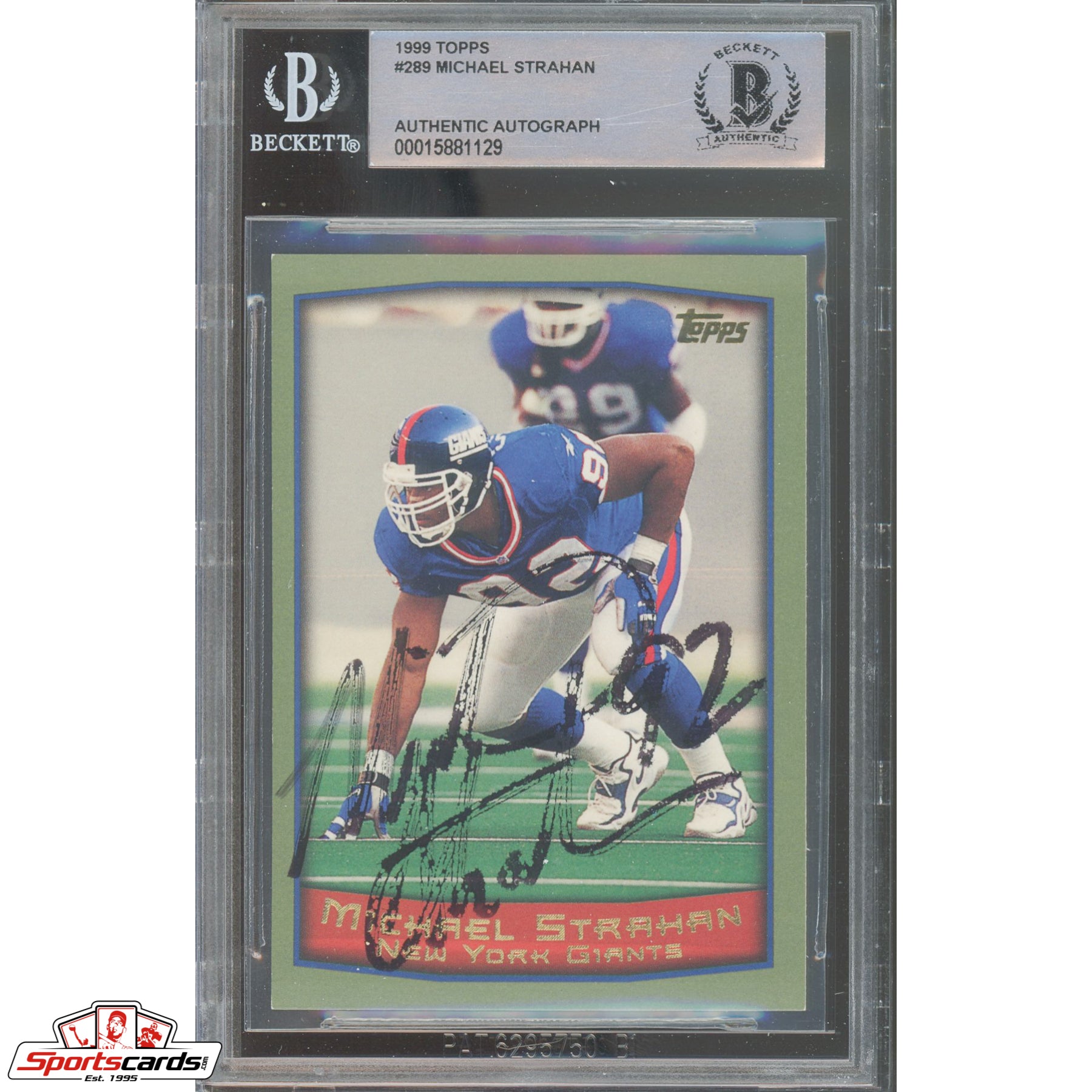 1999 Topps #289 Michael Strahan Signed Auto Beckett BAS Giants