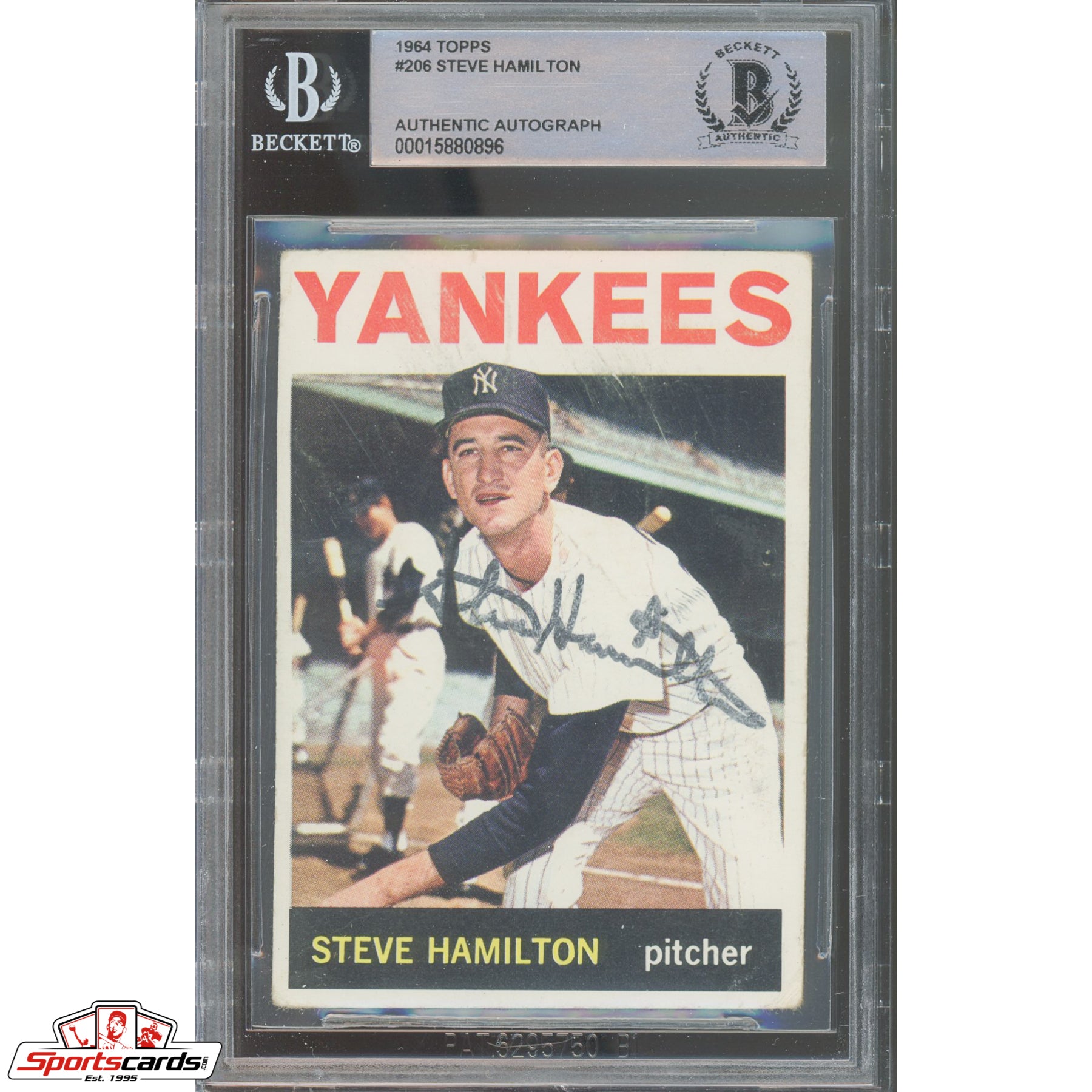 1964 Topps #206 Steve Hamilton Signed Auto Beckett BAS Yankees