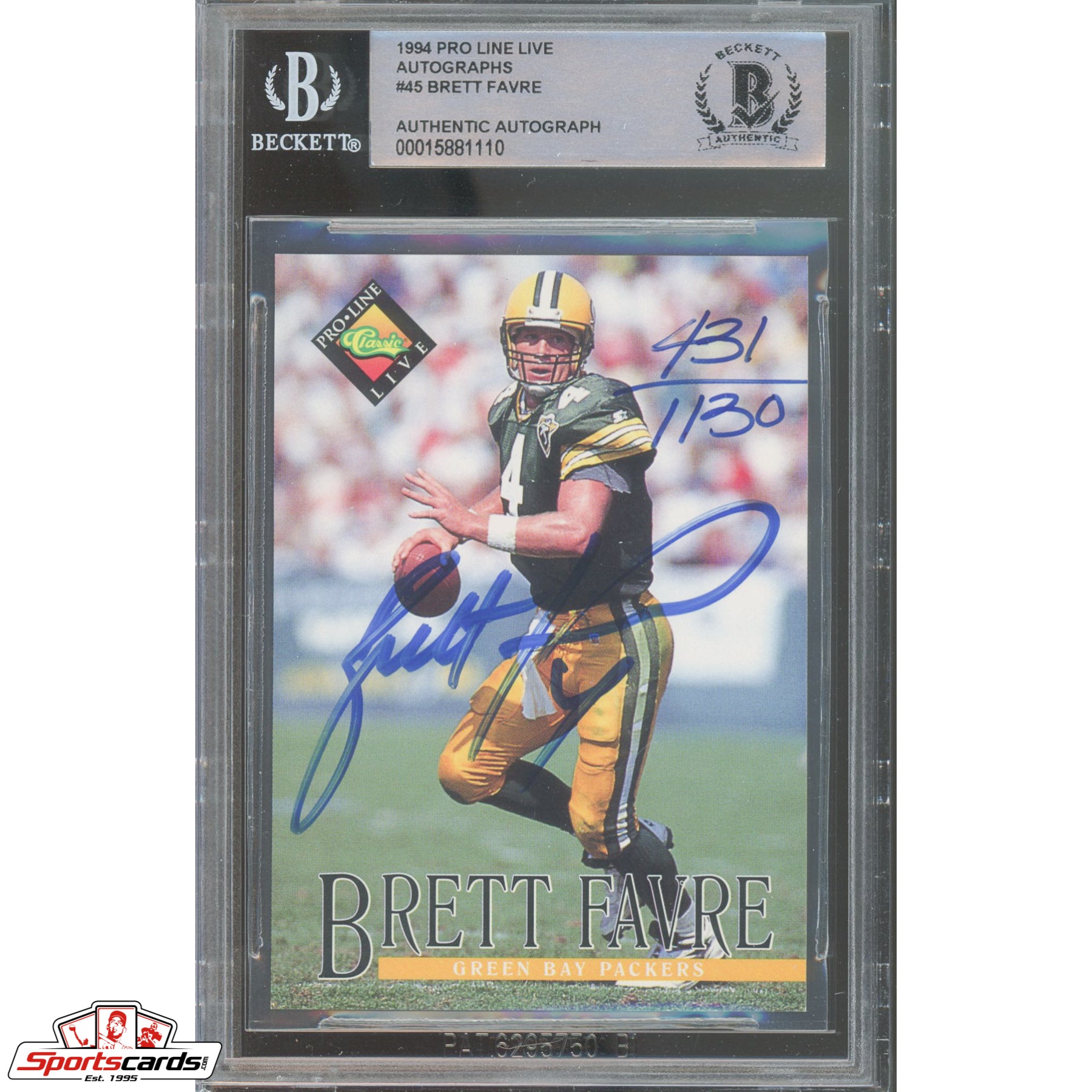 1994 Pro Line Live Brett Favre Signed Auto Beckett BAS Packers