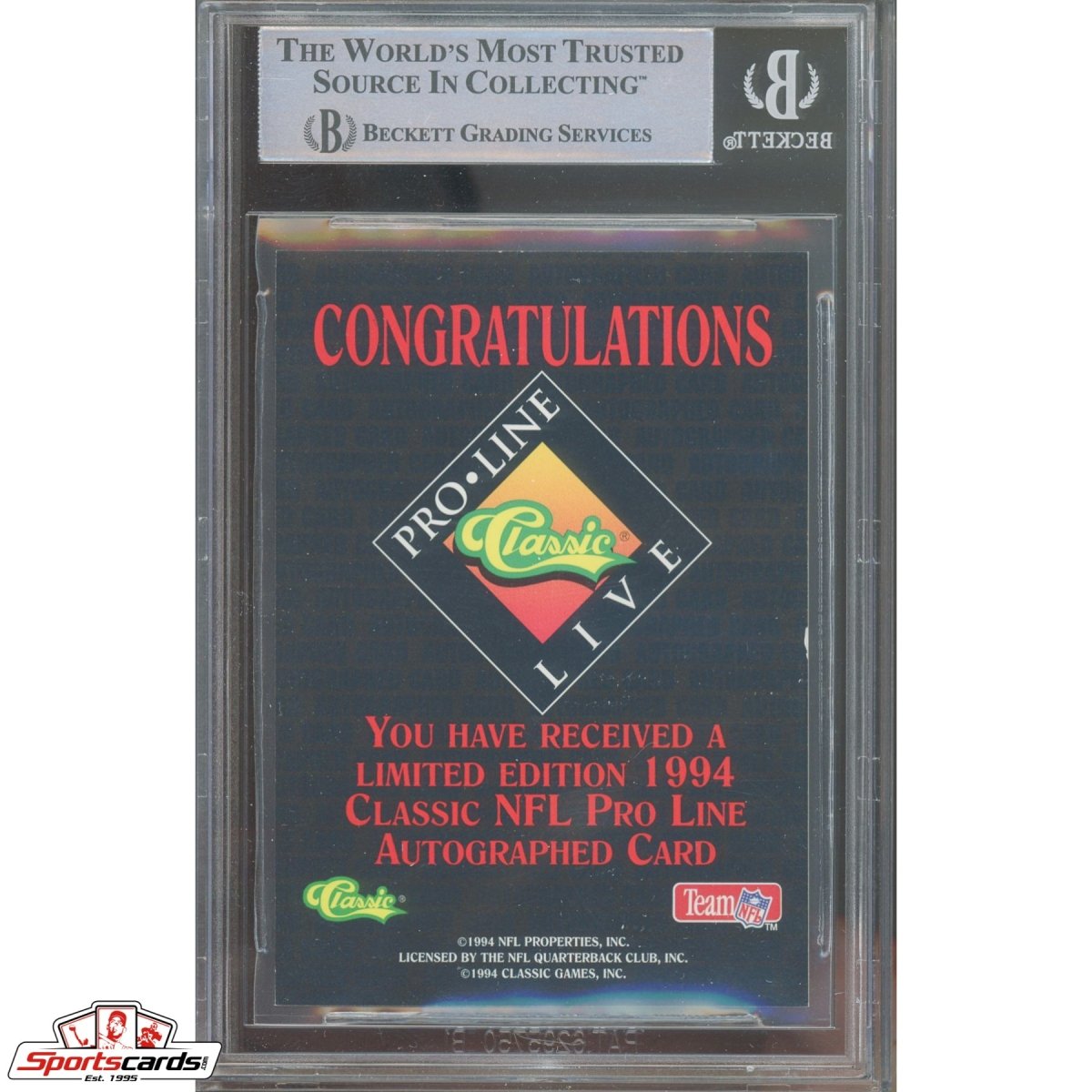 1994 Pro Line Live Brett Favre Signed Auto Beckett BAS Packers