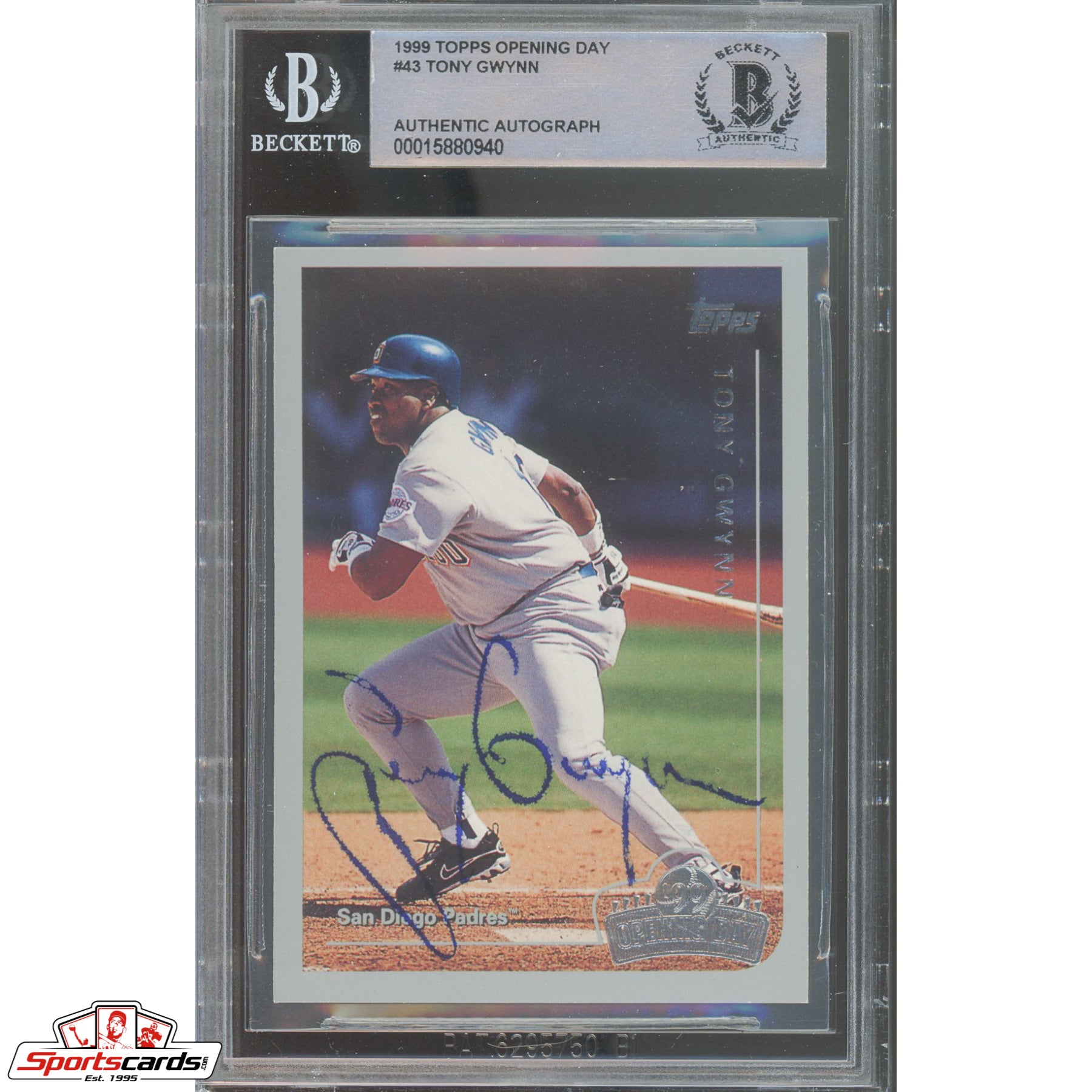 1999 Topps Opening Day #43 Tony Gwynn Signed Auto Beckett BAS Padres