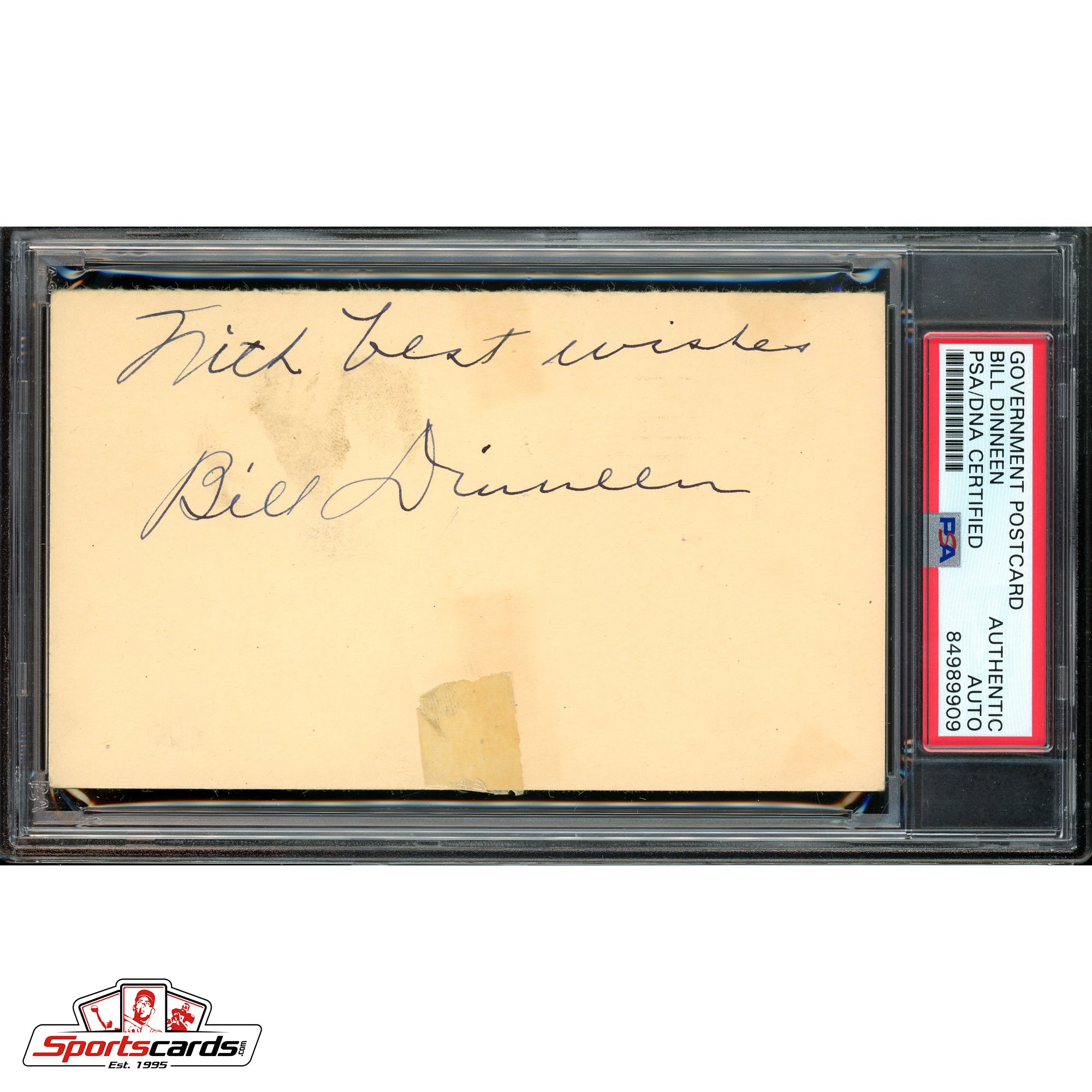 Bill Dinneen (d.55) Signed Auto 3x5 Index GPC Card Red Sox 1903 World Series