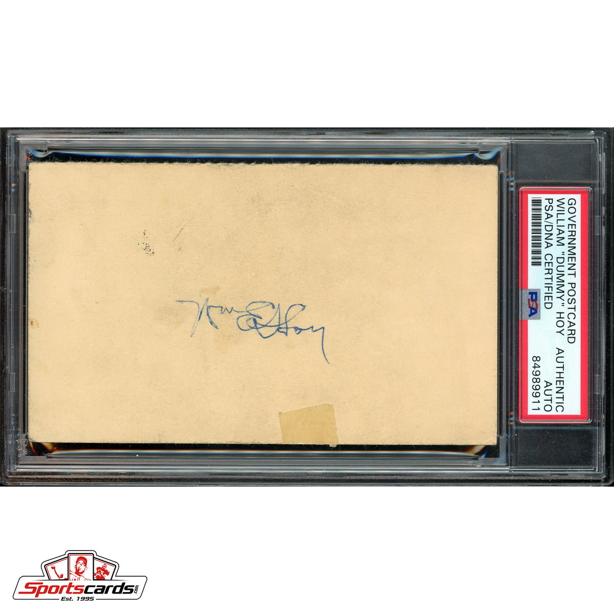 William Dummy Hoy (d.61) Signed Auto 3x5 Index GPC Card 1888 Debut