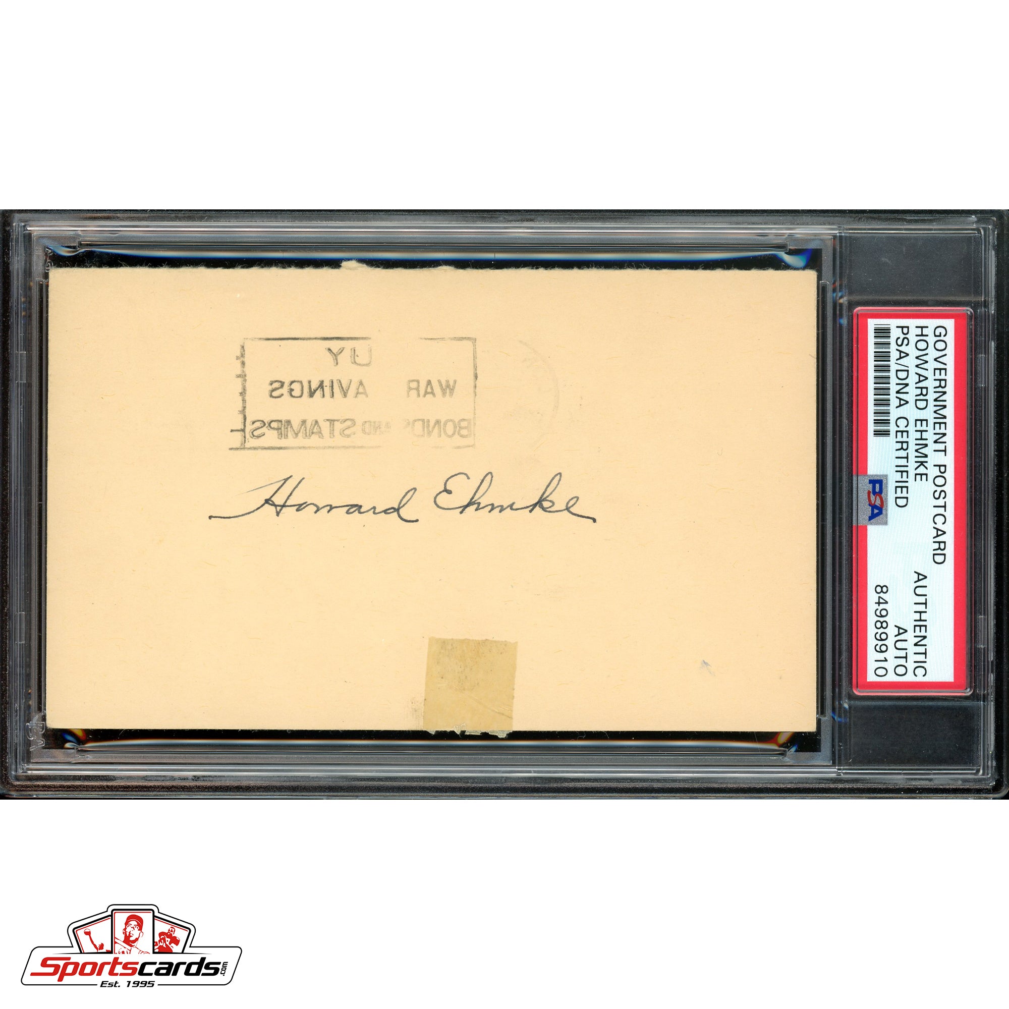 Howard Ehmke (d.59) Signed Auto 3x5 Index GPC Card 1915 Debut No-Hitter
