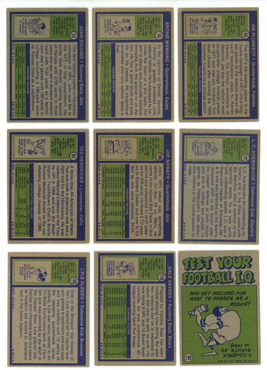1972 TOPPS FOOTBALL LOW NUMBER SET BREAK BOX– 10 CARDS PER BOX! 2 HOFERS IN EVERY BOX!