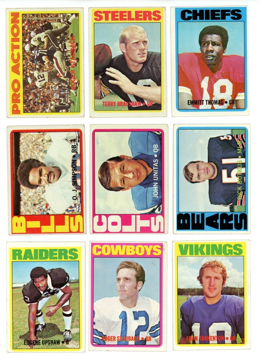 1972 TOPPS FOOTBALL LOW NUMBER SET BREAK BOX– 10 CARDS PER BOX! 2 HOFERS IN EVERY BOX!