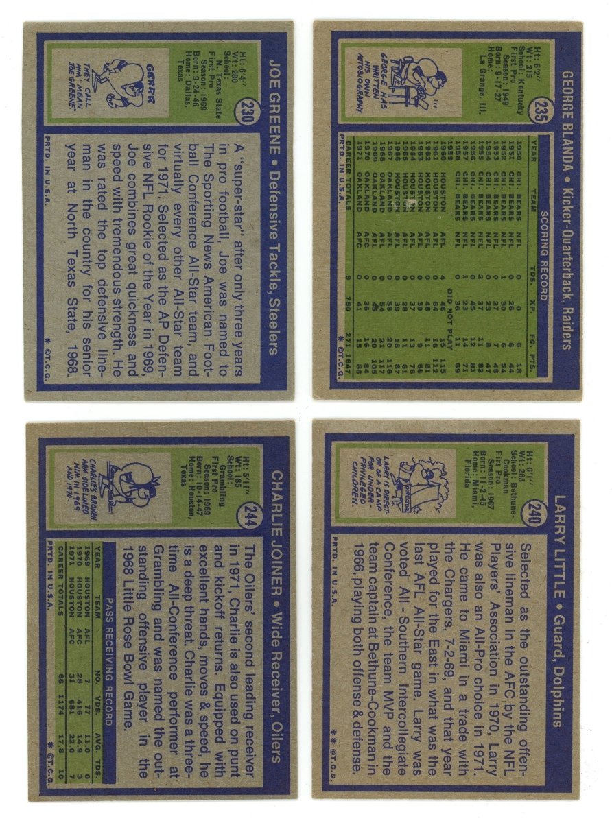 1972 TOPPS FOOTBALL LOW NUMBER SET BREAK BOX– 10 CARDS PER BOX! 2 HOFERS IN EVERY BOX!