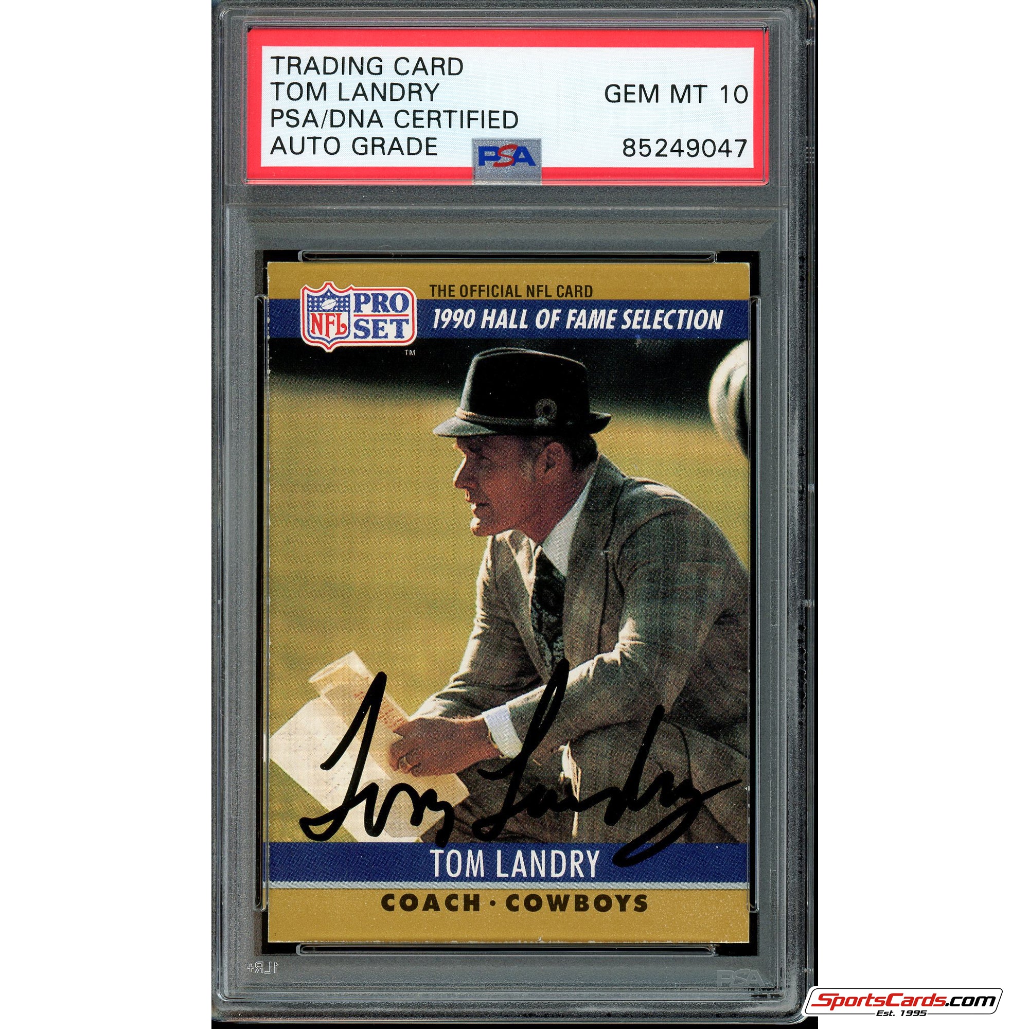 Tom Landry Signed 1990 Pro Set #28 PSA 10 Auto