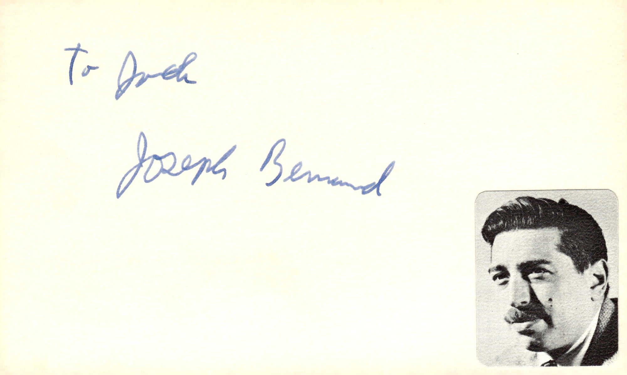 Joseph Bernard Signed Auto 3x5 Index Card Twilight Zone