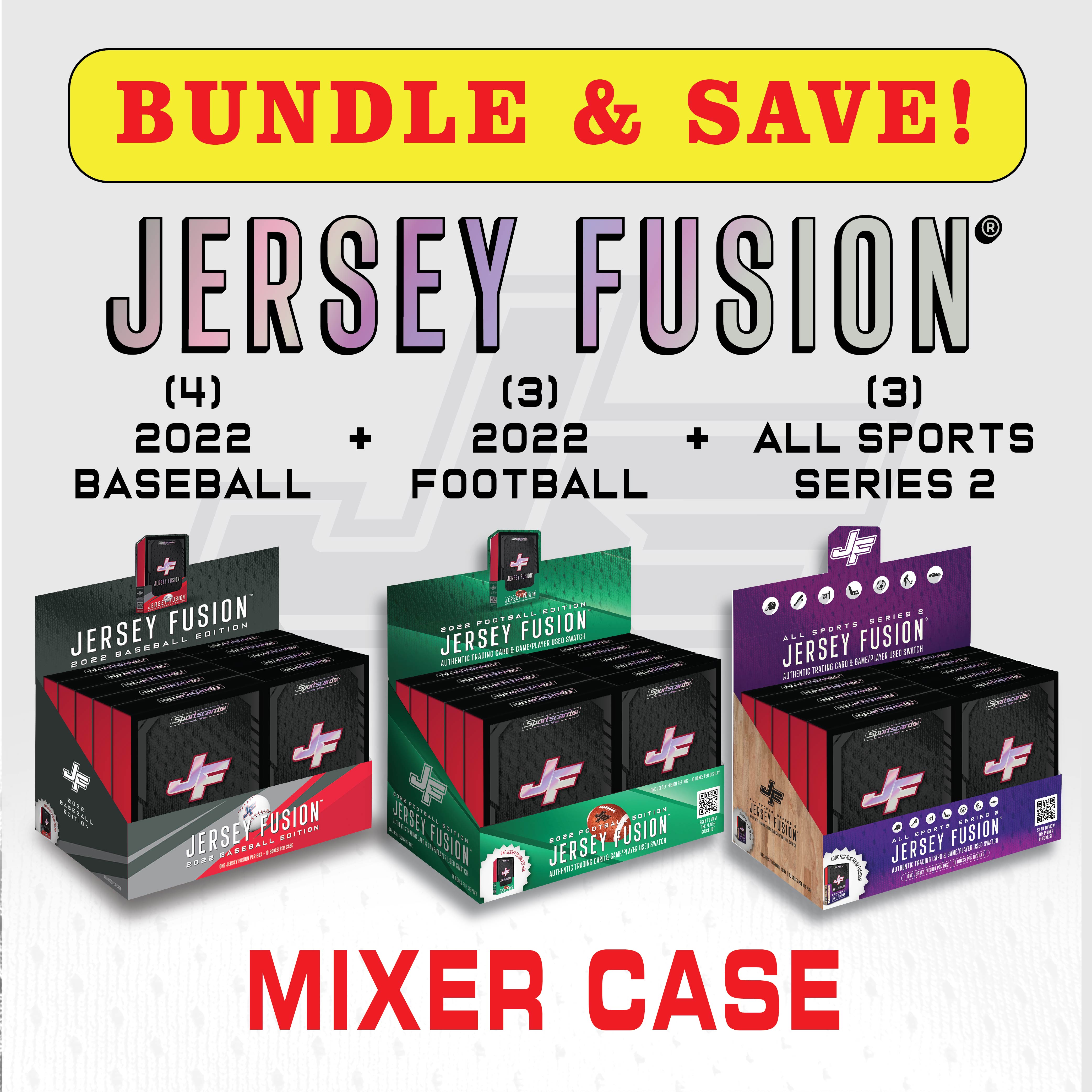 Jersey Fusion Mixer Case! (4) 2022 Baseball + (3) 2022 Football + (3) All Sports Series 2