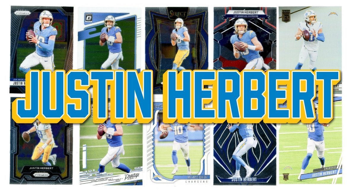 Justin Herbert (10) Different Card Player Pack - In Semi Rigid Holders!