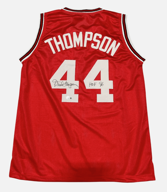 David Thompson Signed Auto NC State Custom Jersey w/ HOF 96 Beckett Wit BAS COA