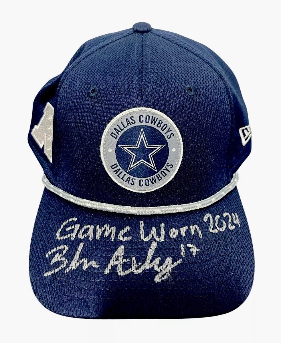Brandon Aubrey Signed Auto Game Worn 2024 Cowboys Hat Beckett BAS COA #1