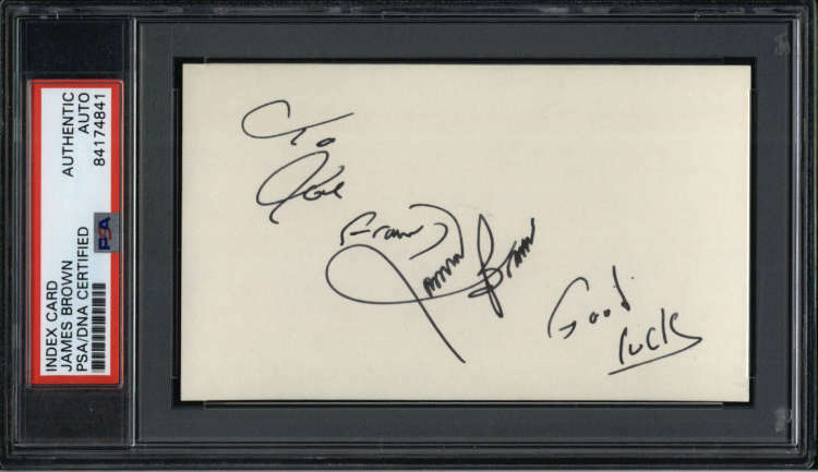 James Brown D.2006 Singer Signed 3" x 5" Index Card  PSA/DNA