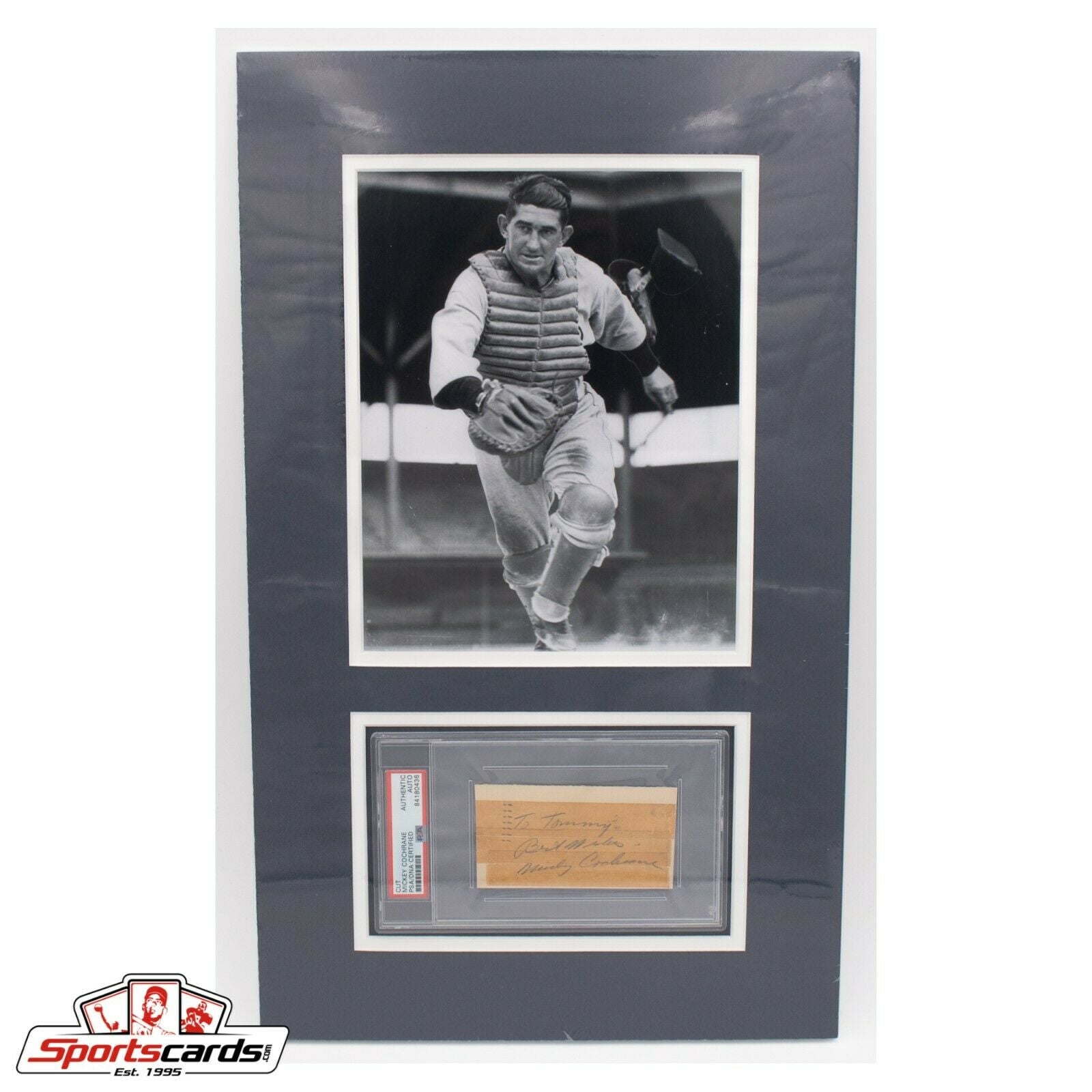 Mickey Cochrane PSA/DNA Signed Cut Card Matted w/ 8x10 Photo 12x20 overall