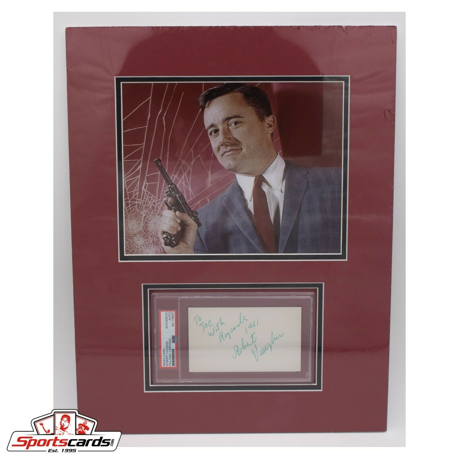 Robert Vaughn Actor PSA/DNA Signed 3x5 Matted with 8x10 Photo