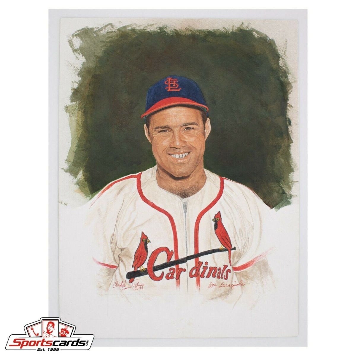 Christopher Paluso Original Joe Garagiola Art Signed By Both