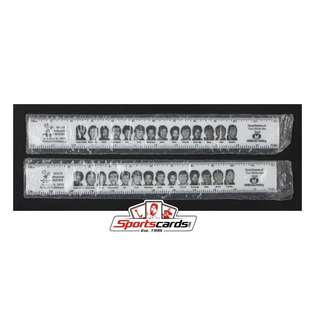 Lot of 2 1972-73 Milwaukee Bucks SGA Ruler Abdul-Jabbar March 9, 1973