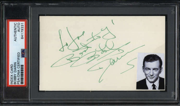 Bobby Darin D.1973 Actor / Singer Signed 3" x 5" Index Card  PSA/DNA