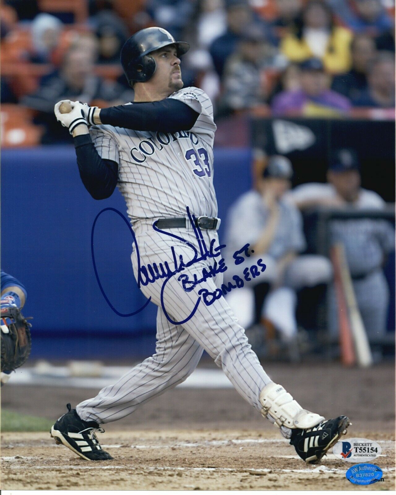 Larry Walker Signed 8x10 Photo BAS Auto Inscribed Blake St. Bombers