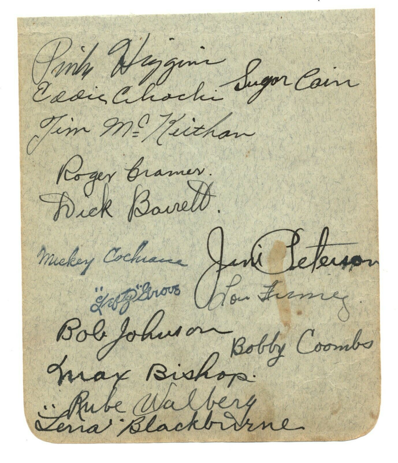 1933 Philadelphia Athletics A's Signed Cut Album Page 15 Signatures