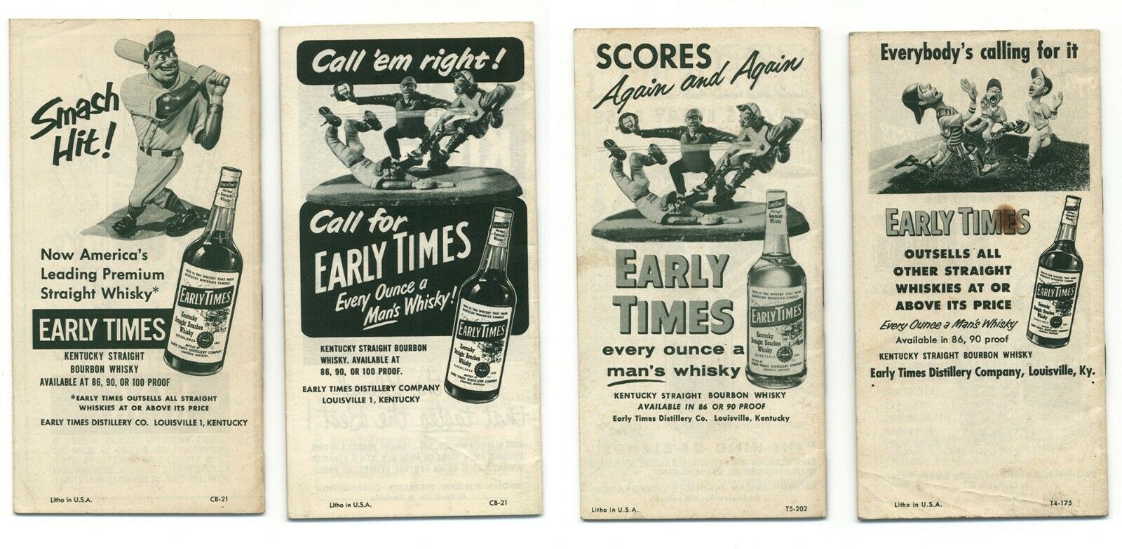 Lot of 4 Brown Formans  Baseball Schedule 1952 1953 1954 1955 Early Times