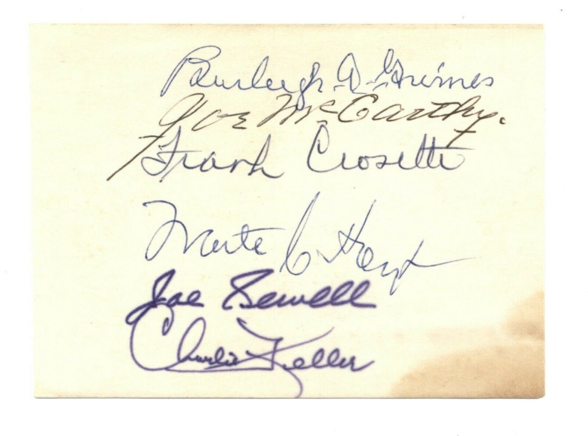 Burleigh A. Grimes Signed 3x4 Cut Card Plus 5 Others JSA COA