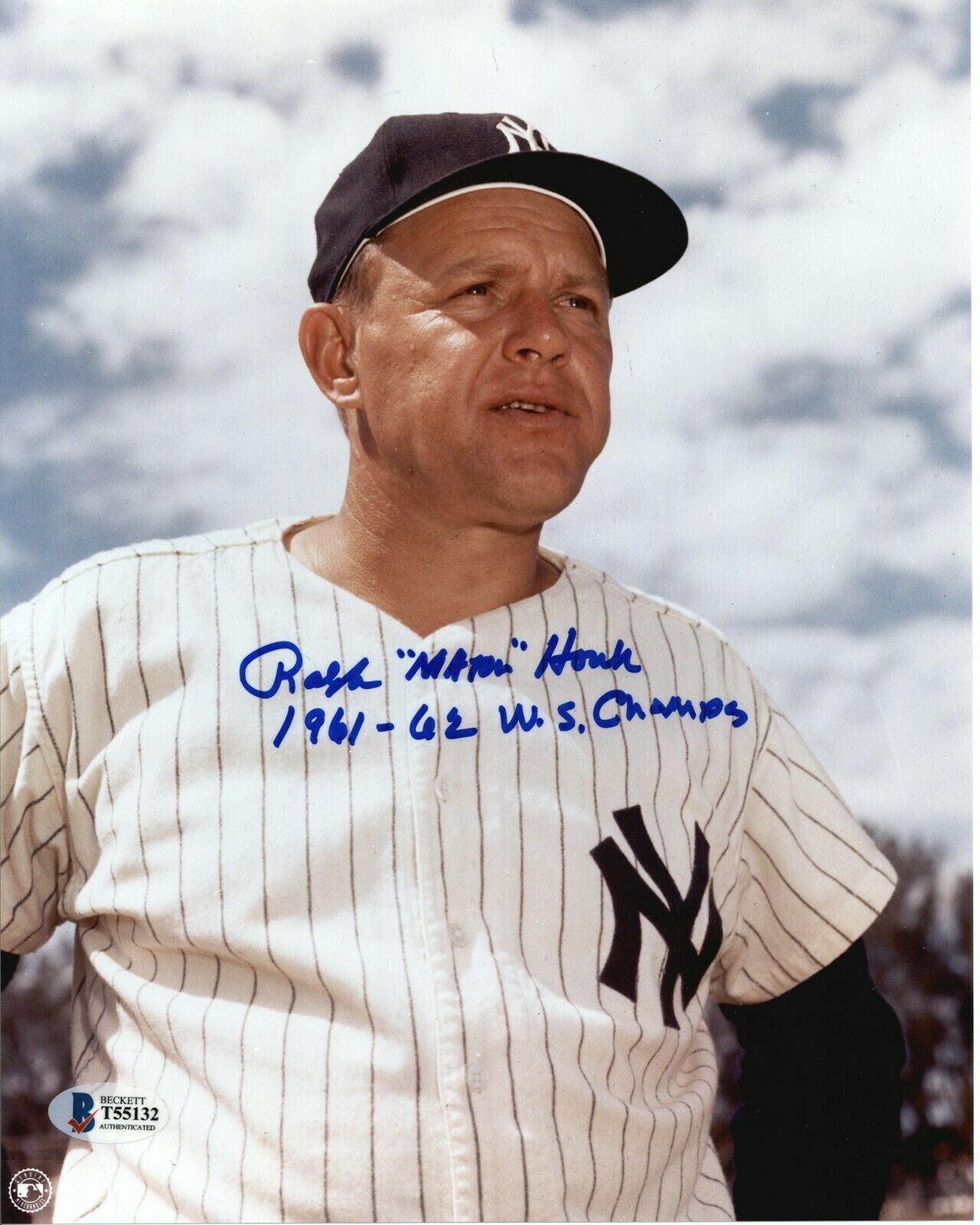 Ralph "Major" Houk Signed 8x10 Photo BAS Auto Beckett Inscribed Yankees