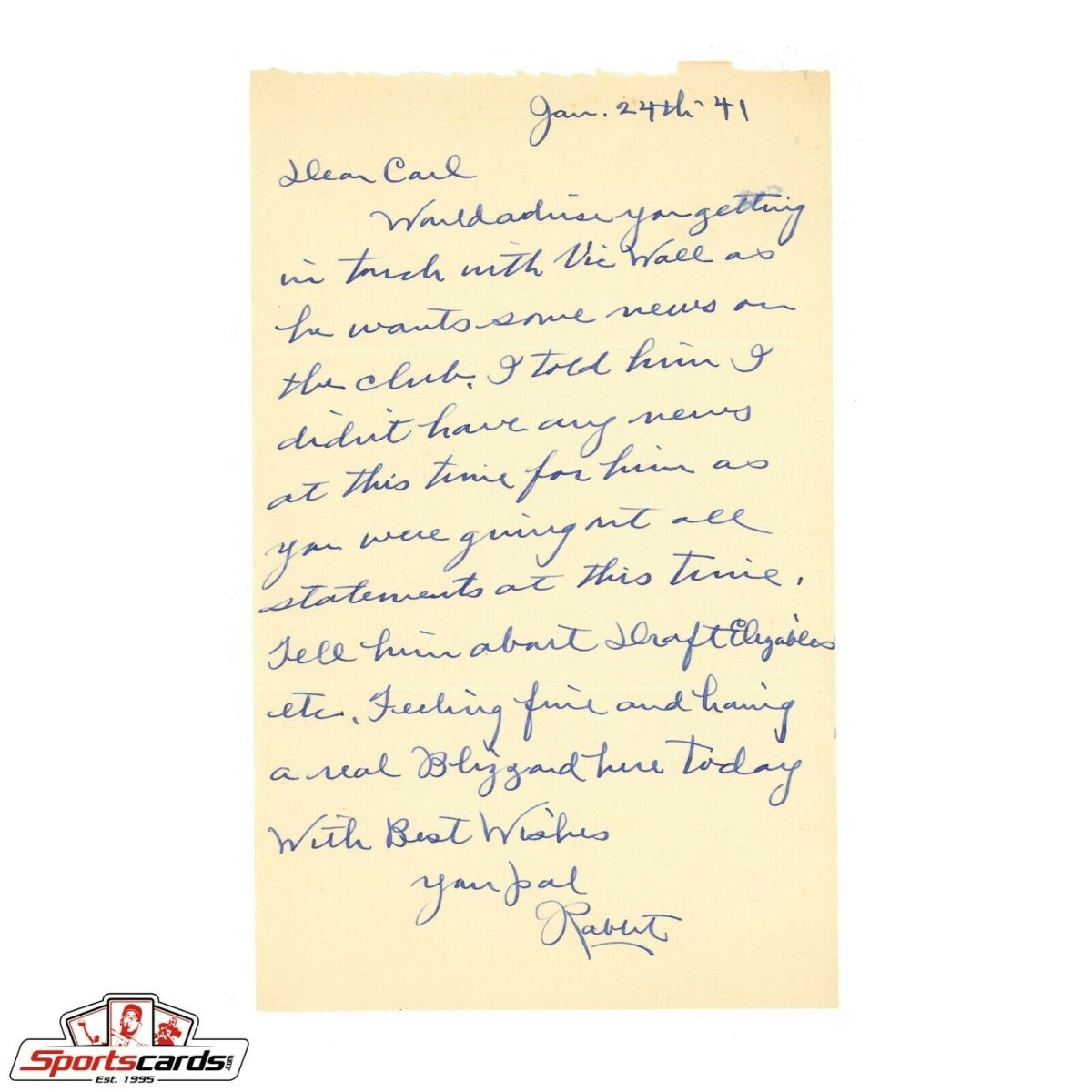 Rabbit Maranville Signed Autographed Handwritten Letter HOF