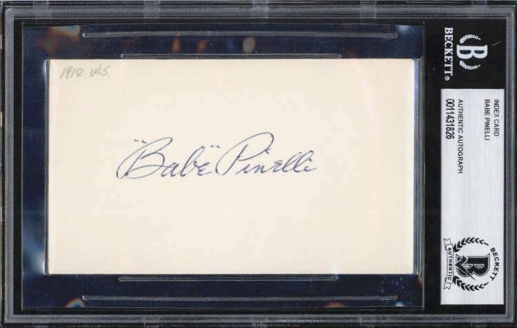 Babe Pinelli D.1984 Cincinnati Reds Umpire Signed Index Card BAS