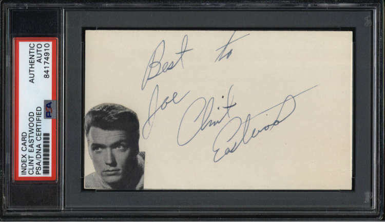 Clint Eastwood Actor Early Signature (1957) Signed 3" x 5" Index Card  PSA/DNA