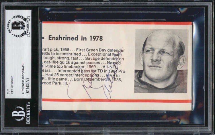 Ray Nitschke D.1998 Green Bay Packers NFL Signed Cut BAS