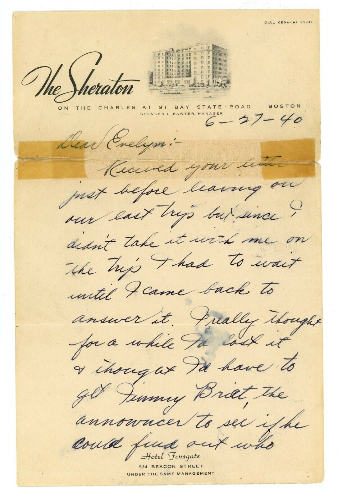 Ted Williams Signed 1940 Handwritten Signed Letter to Mistress w