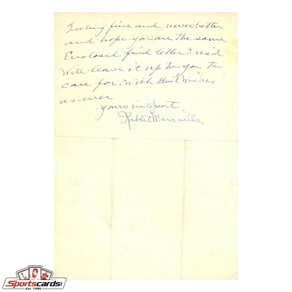 Rabbit Maranville Signed Autographed Handwritten Letter HOF