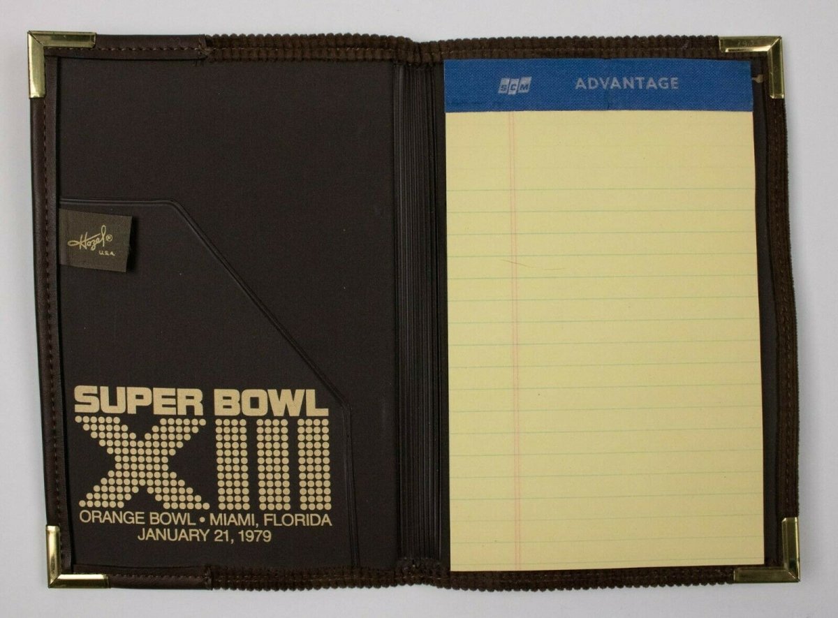 Super Bowl XVIII Leather Corduroy Briefcase Bag Folio &amp; Notebook Steelers 1979
