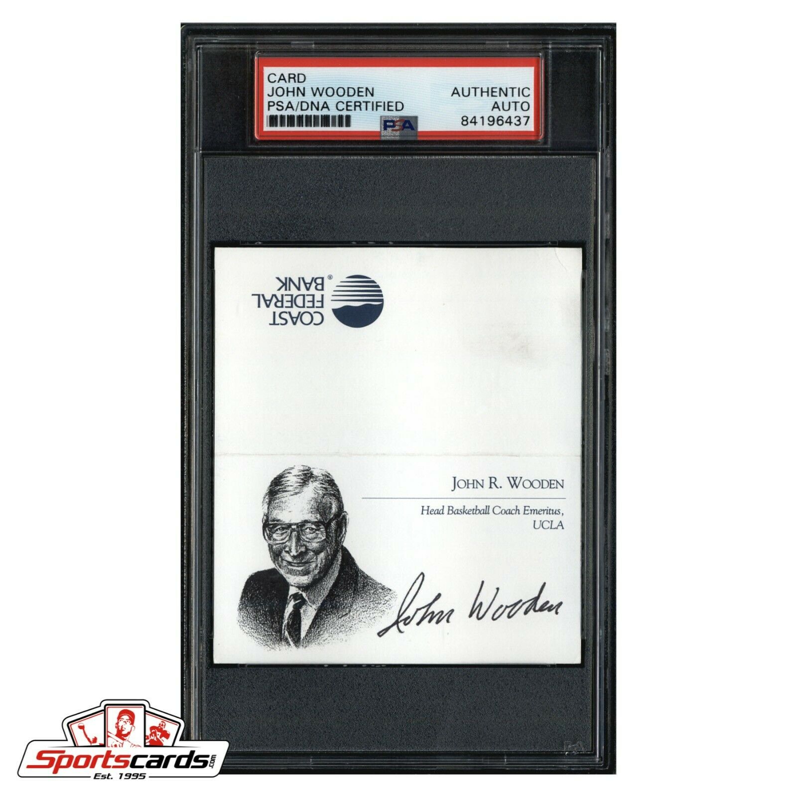 John Wooden Signed Business Card NCAA UCLA PSA/DNA Authentic Auto