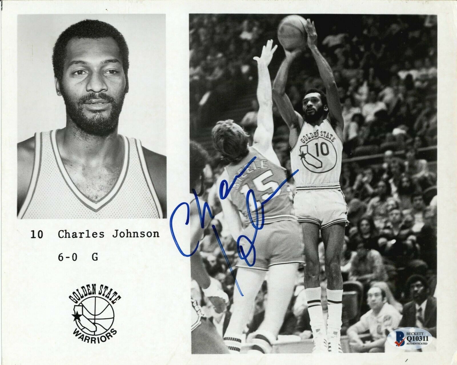 Charles Johnson Autographed Photo Golden State Warriors Signed Team Photo BAS