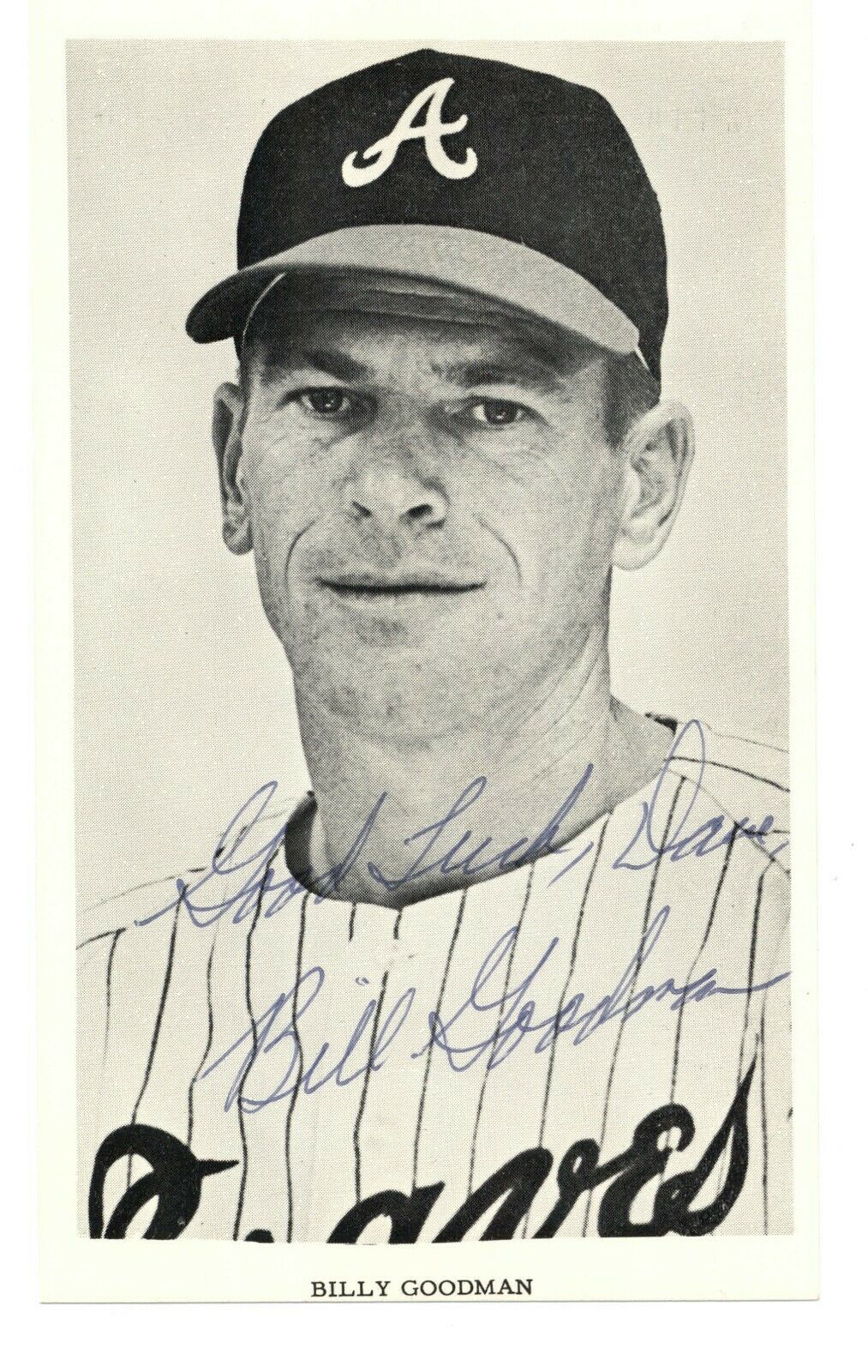 Billy Goodman Signed 3x5 Team Issue Photo BAS Beckett Atlanta Braves