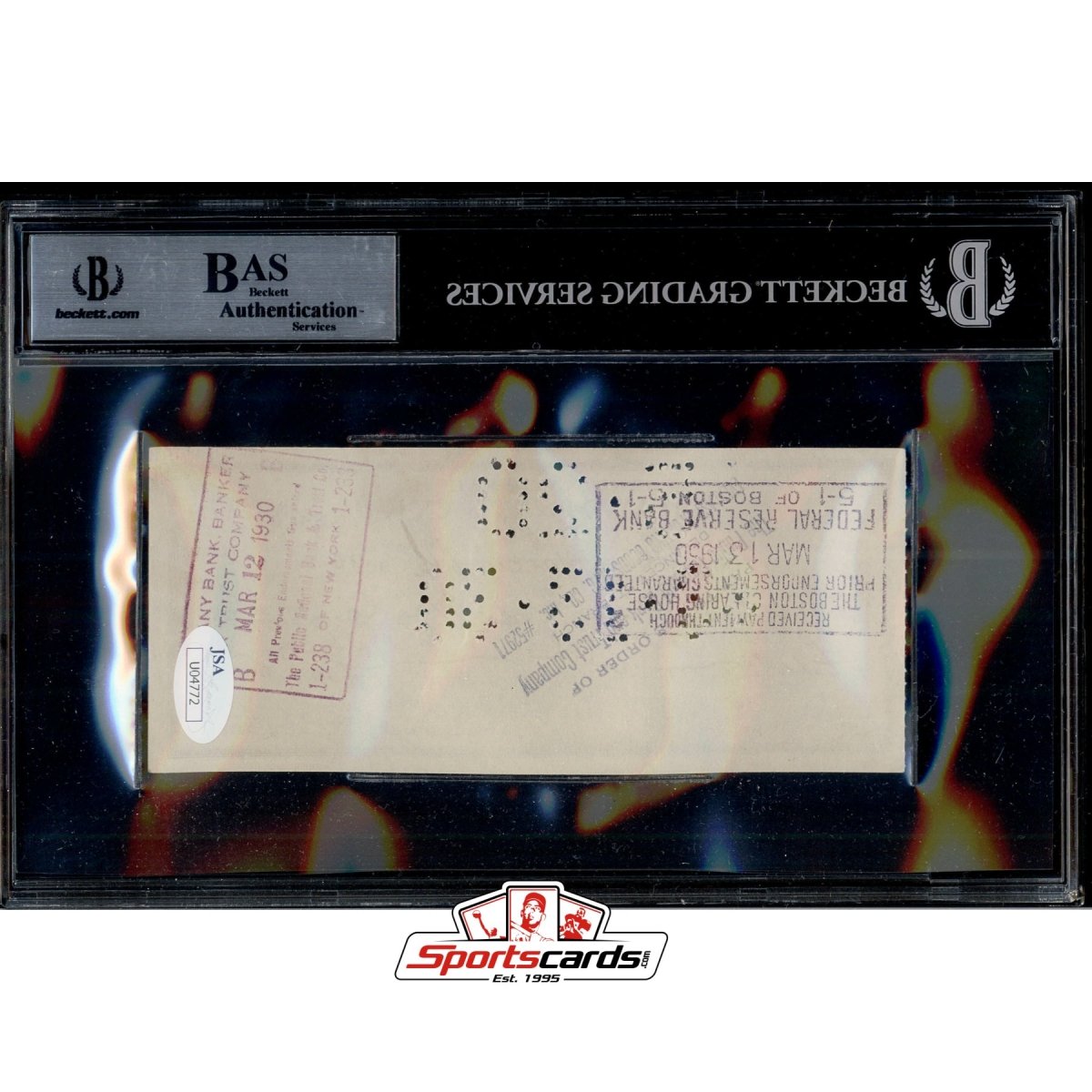 Jack Sharkey Signed Autographed Check BGS JSA