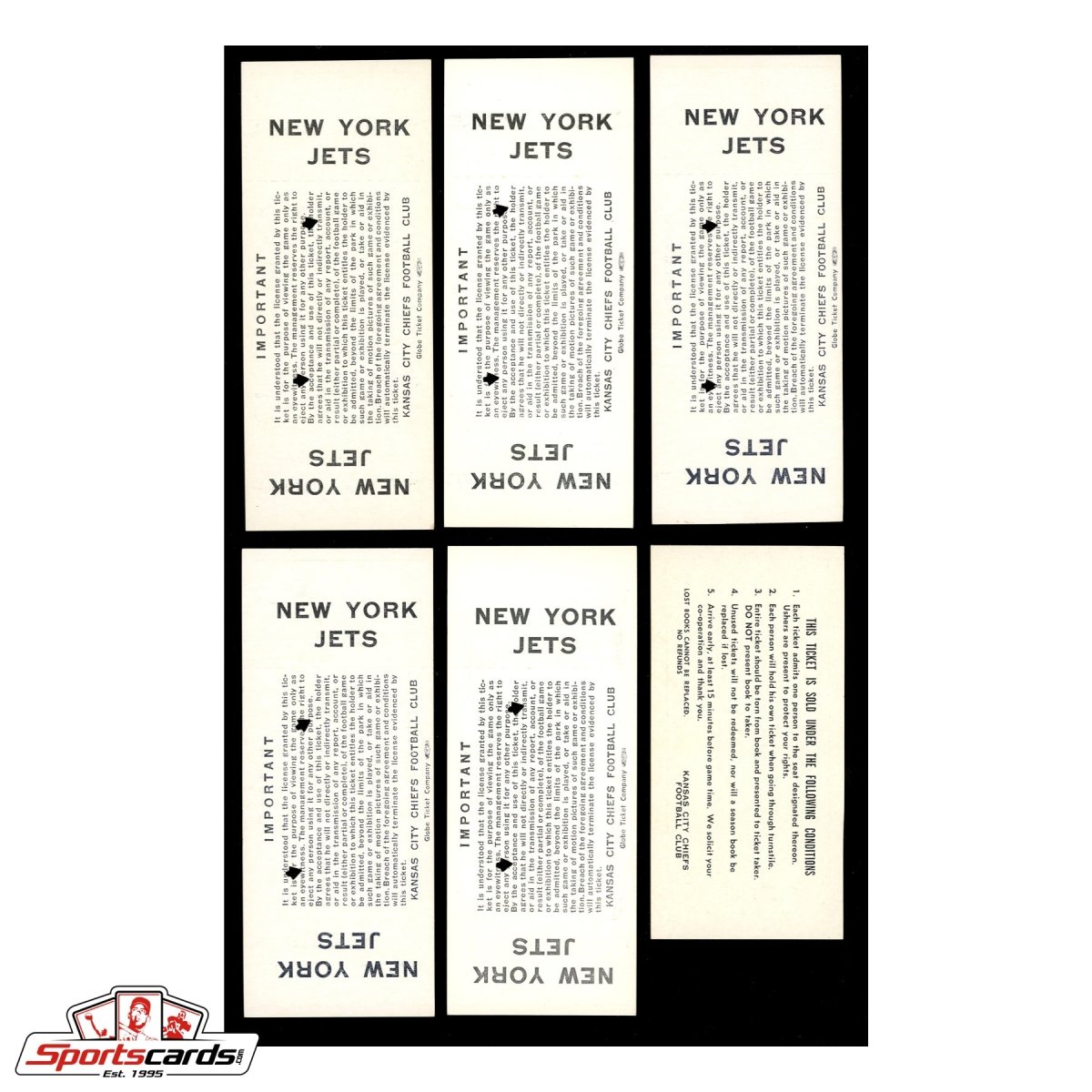 1963 Kansas City Chiefs Season Ticket Proofs Hoard Incl. Complete Books – (40) Tickets!