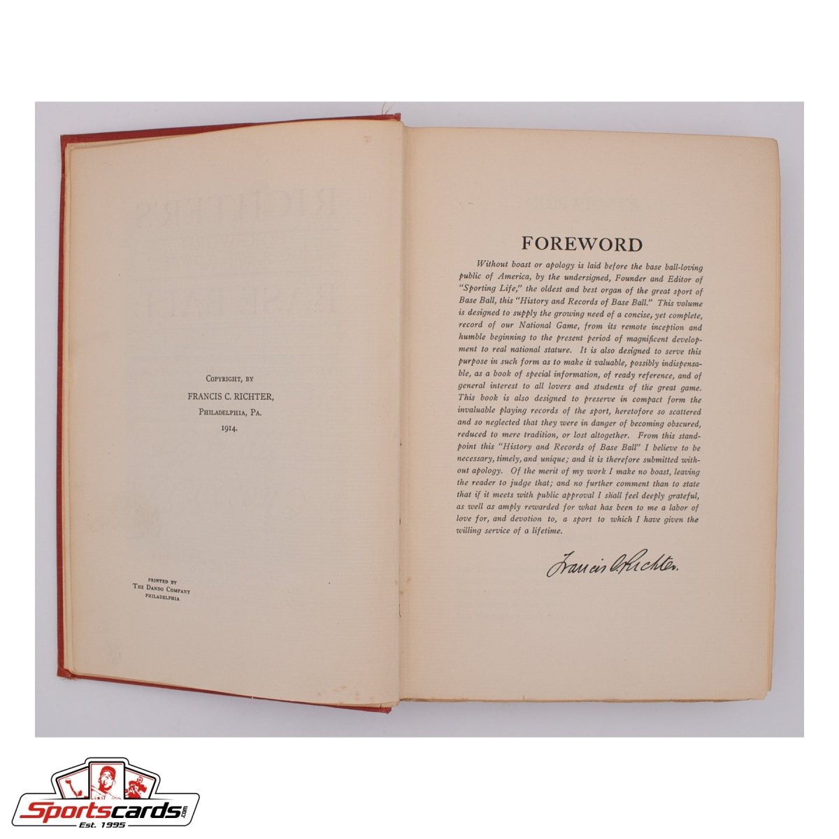 1914 Richter&#39;s History and Records of Base Ball Hardcover Book - Extremely Rare