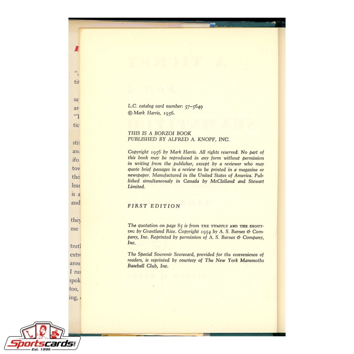 A Ticket For A Seamstich by Mark Harris Hardcover Book with Dust Jacket