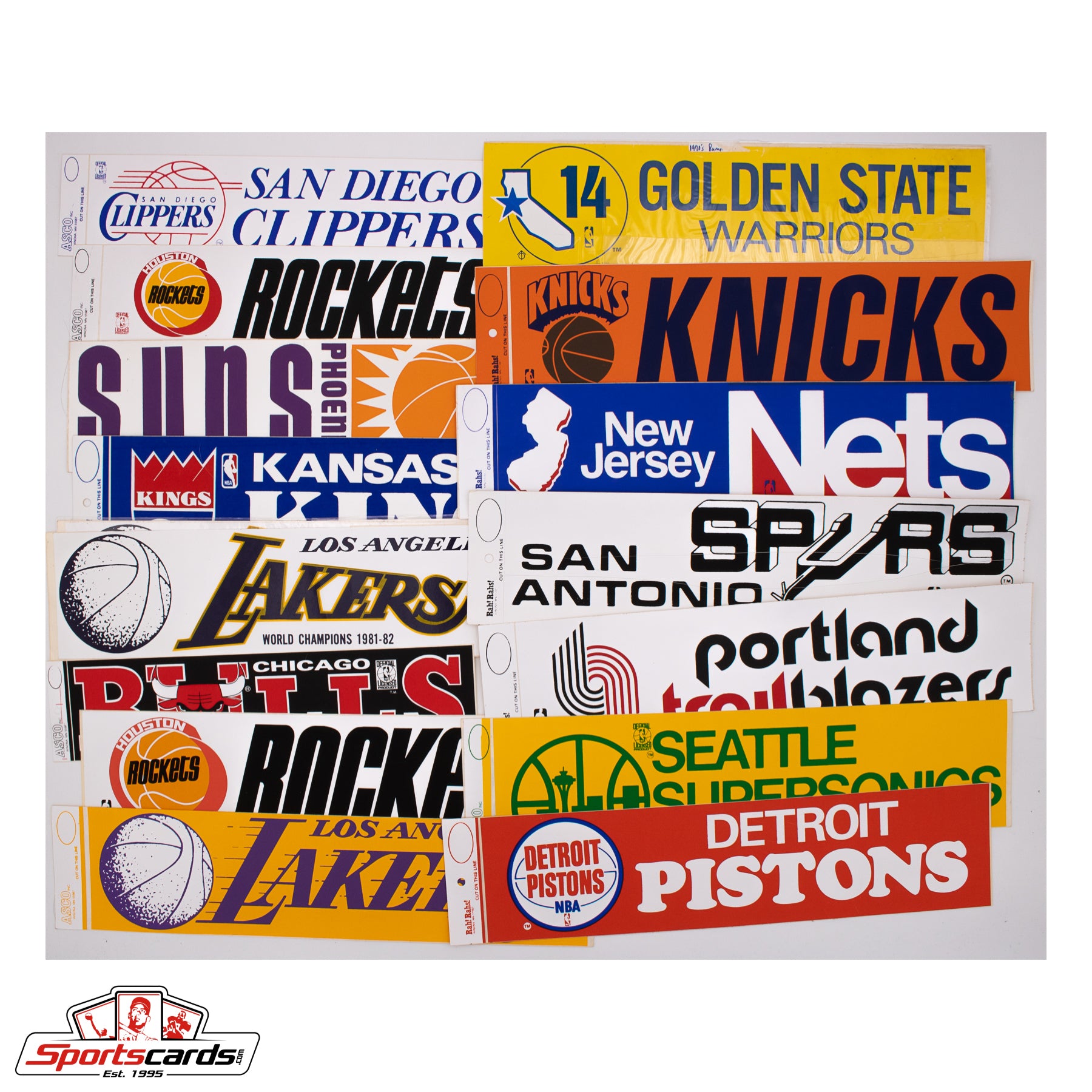 Collection of (30+) 1970s/80s NBA Rah! Rahs! & ASCO Bumper Stickers - Tough to Find!