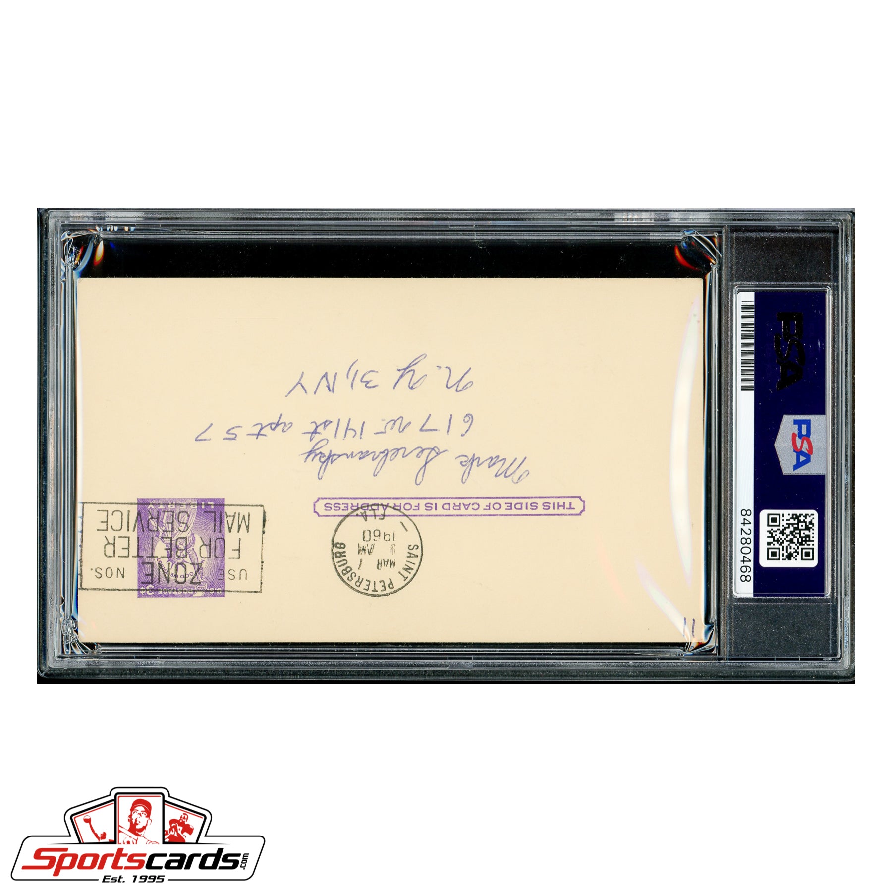 Ed Lopat Signed Auto 1960 GPC Government Postcard - PSA/DNA