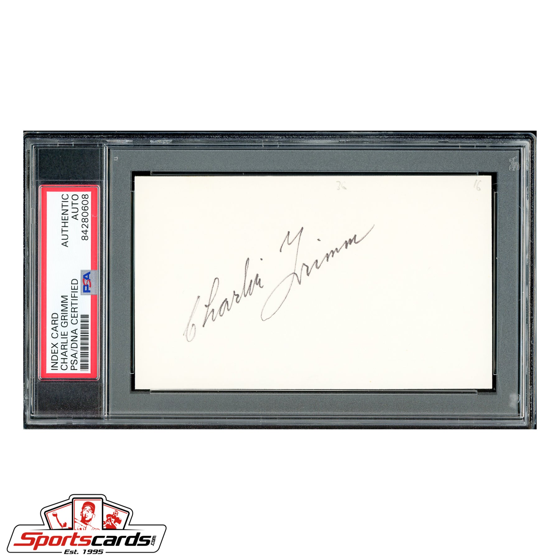 Charlie Grimm Signed Auto 3x5 Index Card - PSA/DNA